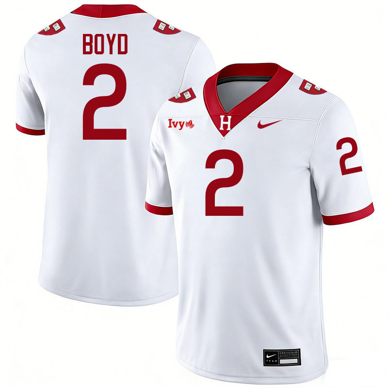Harvard Crimson #2 Dean Boyd College Football Jerseys,Uniforms Stitched-White